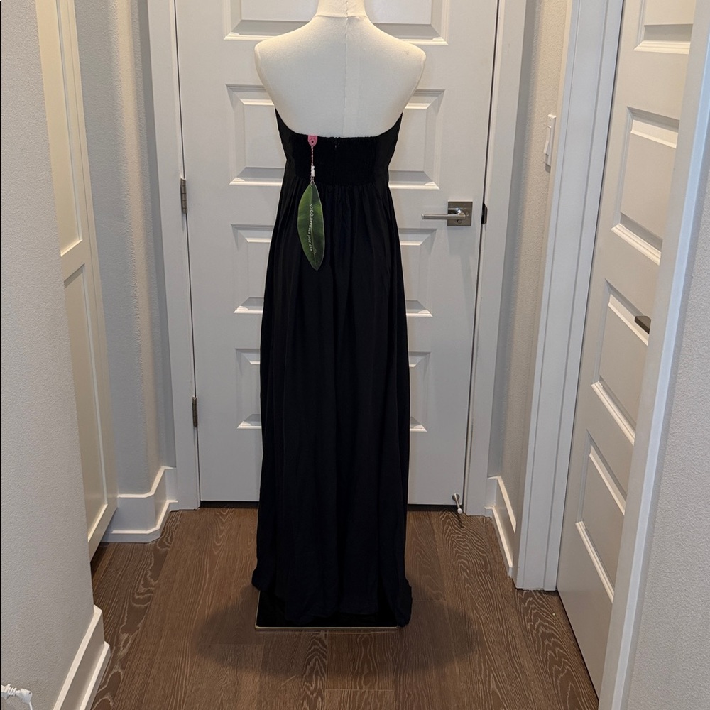 SOLD - FARM Rio Black Strapless Dress with Red Floral Design Size M - Picture 10 of 10